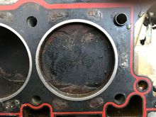 this is the head gasket that was on the left side.  This sucks if this thing is blocking all coolant passages