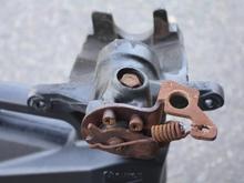 The start of the rebuild.  Underneath shot.  Notice the 5 point (14mm) bolt.  You will need to remove this later.  Requires a special (pentasocket) socket.