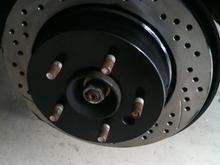 New Disc Italia rotor I painted with high temp paint to prevent rust.