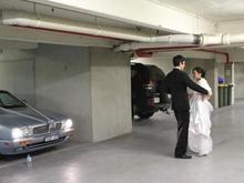 Practicing the bridal waltz in the car park