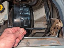 Camera was fed forward  to this position so I could see and illuminate the area and it helped me to attach the long socket on the bolts.