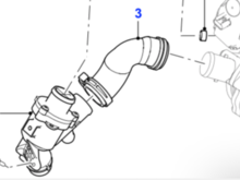 Hose fitted to thermostat and water pump item 3