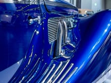 Beautiful blue paint, curves, and chrome on a Delage D8-120