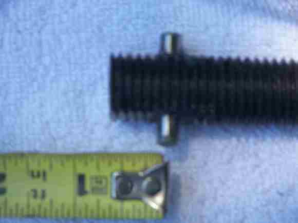 fuzzy picture showing dowel centerline ~5/8" below end of rod (3/4" didn't fit)