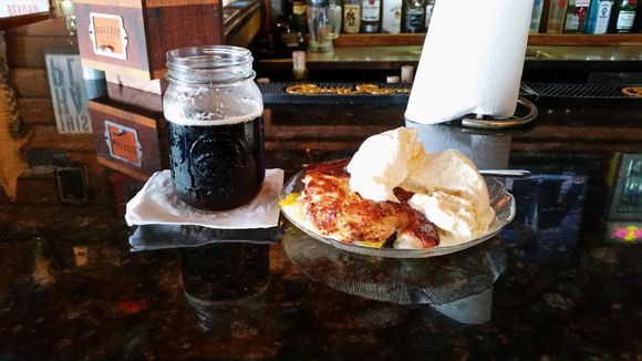 THE BEST Peach Cobbler I've ever had and washed it down with a Georgia Brown Beer
