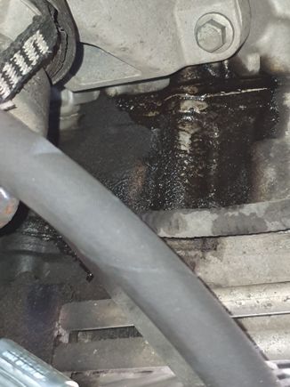 Close up of oil leak/weep as you can see from following pics this is the area directly above the steering rack on the left side of the car