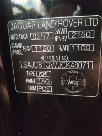Hopefully  you will be able to let me know if my f type was one of the first sold in Canada, even better where it came build wise world wide for the 400 model.