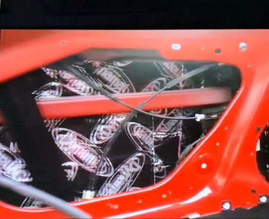 Inside the door skin
