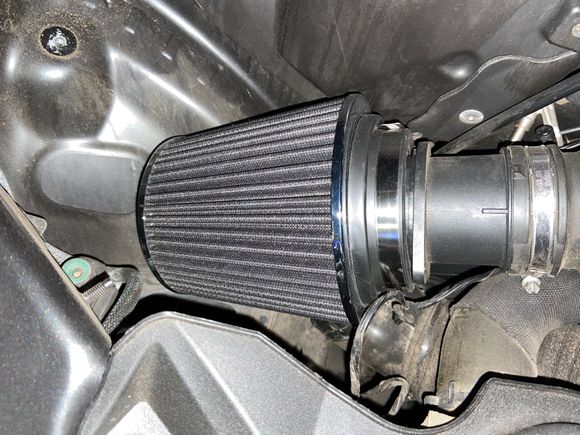 Cone filter attached to factory MAF