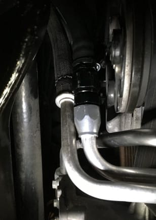 Hose installed, shown from below