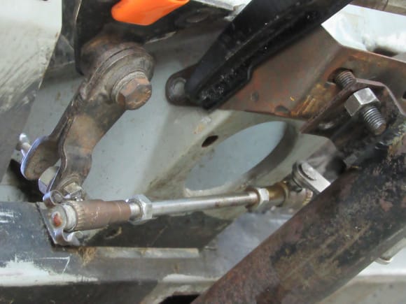 Replacement steering column with the selector parts clamped in temporary location.