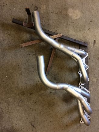 Fabricated exhaust manifolds on X300 exhaust manifold and downpipe jig