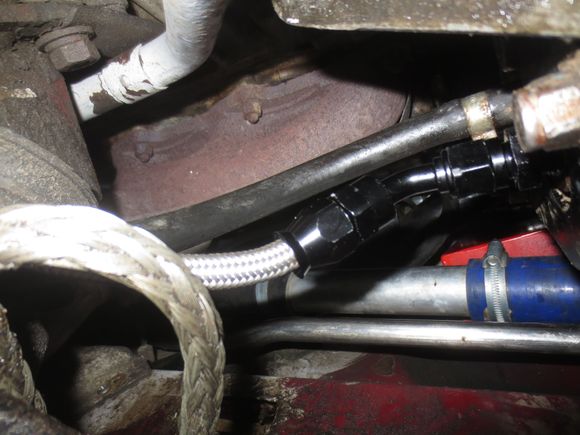 and up to the pump 45° fitting and adaptor