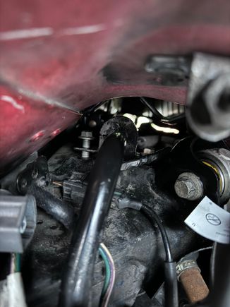 Location of the rear sway bar mount, sandwiched between the sub frame and frame, wrench movement blocked by the sway bar itself and upper control arm mount, this is crazy.