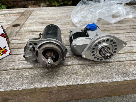 Older XJ40 motor left, new gear reduction right. 