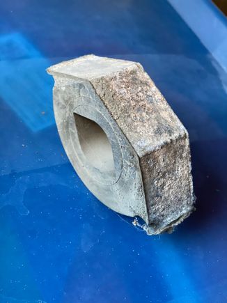 This is the rubber part of the Bump Stop removed and showing the heavy corrosion deposit from the aluminium that had virtually dislodged the rubber bar one or two small spots. I removed the coating then cleaned and degreased with Isopropyl Alcohol 99% ready for coating both surfaces of the rubber and aluminium with instant Contact Adhesive.