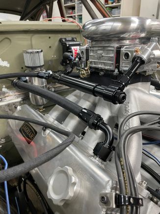 Fuel log and right crankcase breather hose