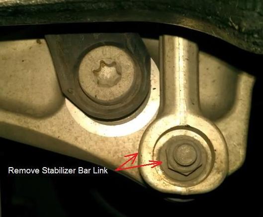 Remove Stabilizer Bar Nut and link, 15mm.