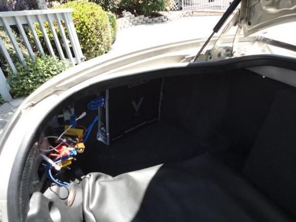 Amp, note wiring for rear lights (kind of ugly).