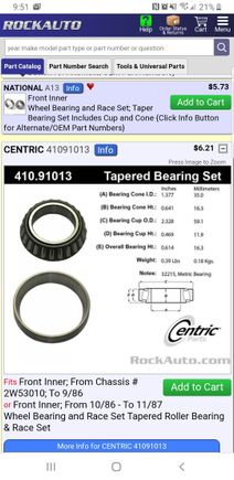 Rock auto listing dialed back a year to '86 for true Series 3 dimensions