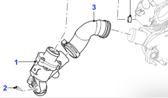 Hose fitted to thermostat and water pump item 3