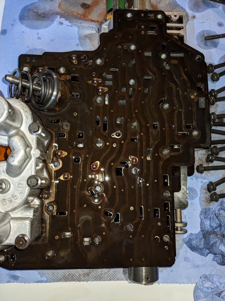 Valve body top after removal