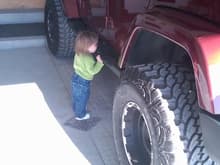 Just getting home. The daughter kisses the jeep before we go in the house.