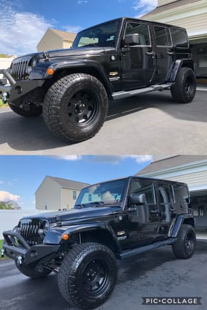 Before and after 2.5” lift