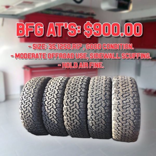 Wheels and Tires/Axles - (5) 35/12.50.17 BFG AT's for sale - Used - All Years Any Make All Models - Logan Township, NJ 08014, United States