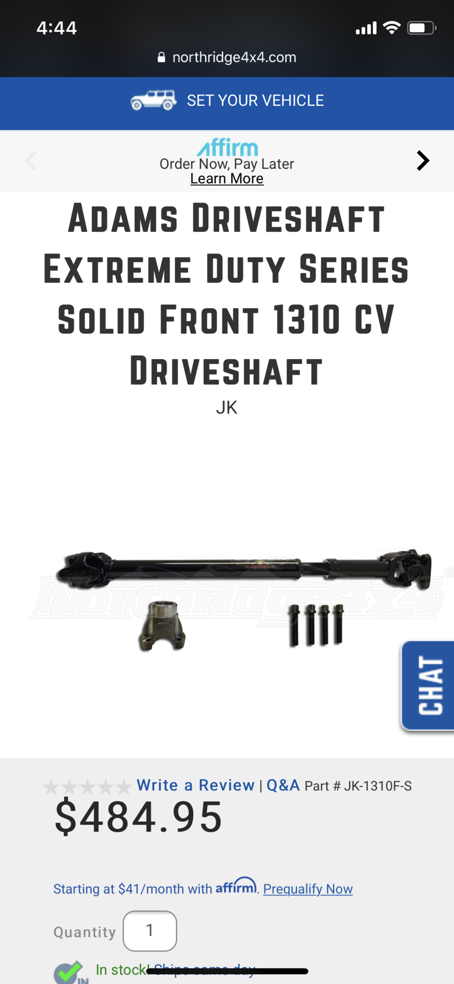 Drivetrain - Adams Driveshaft Extreme Duty Series Solid Front 1310 CV Driveshaft - New - 2007 to 2017 Jeep Wrangler - Forest Grove, OR 97116, United States
