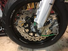 Found some braided lines on eBay off an old klx the 320mm rotors worked nice