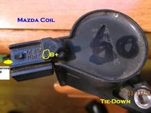 Stock Mazda 6 Coil.  Positive side is marked B .