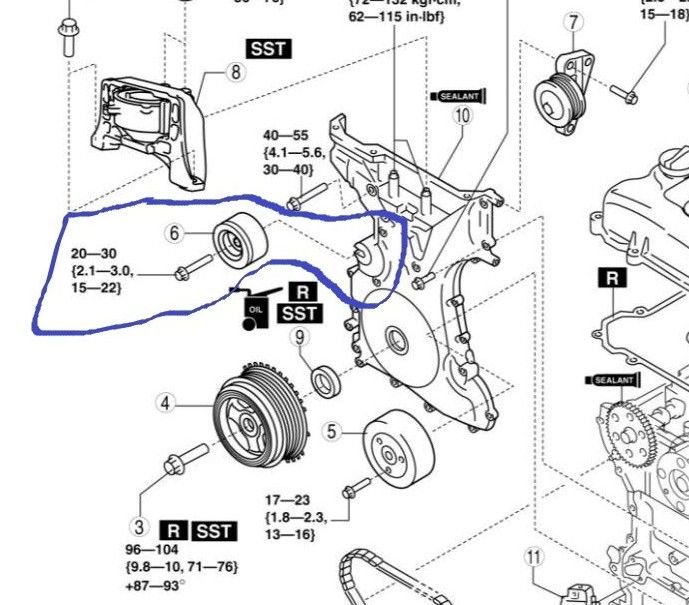 smooth idler pulley broke off leaving stud in place on 2.5 engine