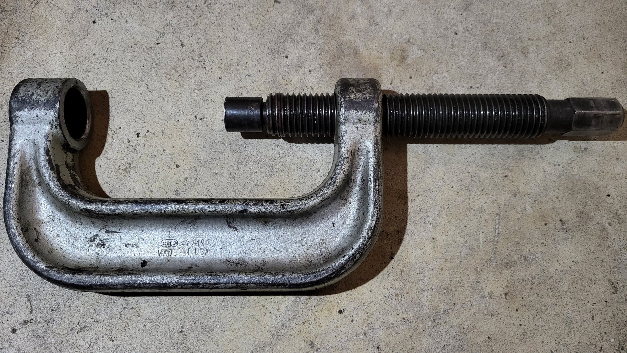 This, along with the cups from the MB tool got the stuck bushing out. My Benz indy uses this tool to do this job, but from the rear facing side, where the MB tool presses in/out from the front facing side of the wheel carrier.....the side with NO visibility. They press out the bushing, air chisel the 