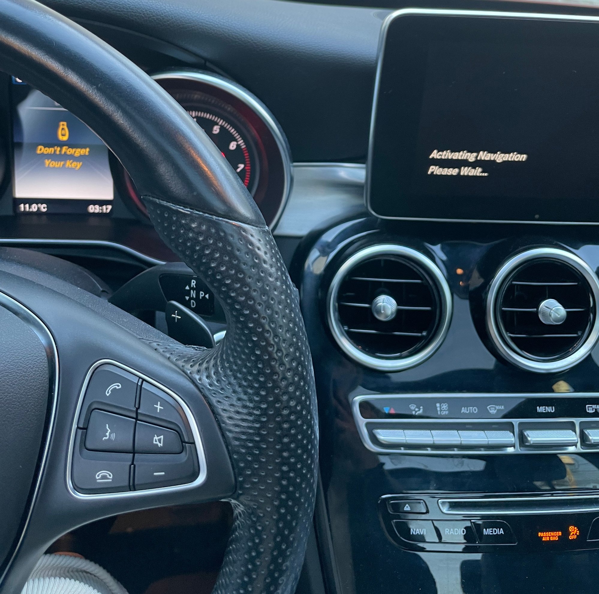It either stays black or the screen has a rotating earth with activating nav going around. If I don�t exit the screen to media let�s say, the screen stays stuck on that nav screen until I turn the car off lock it and then after a few minutes, unlock and restart the car. 
