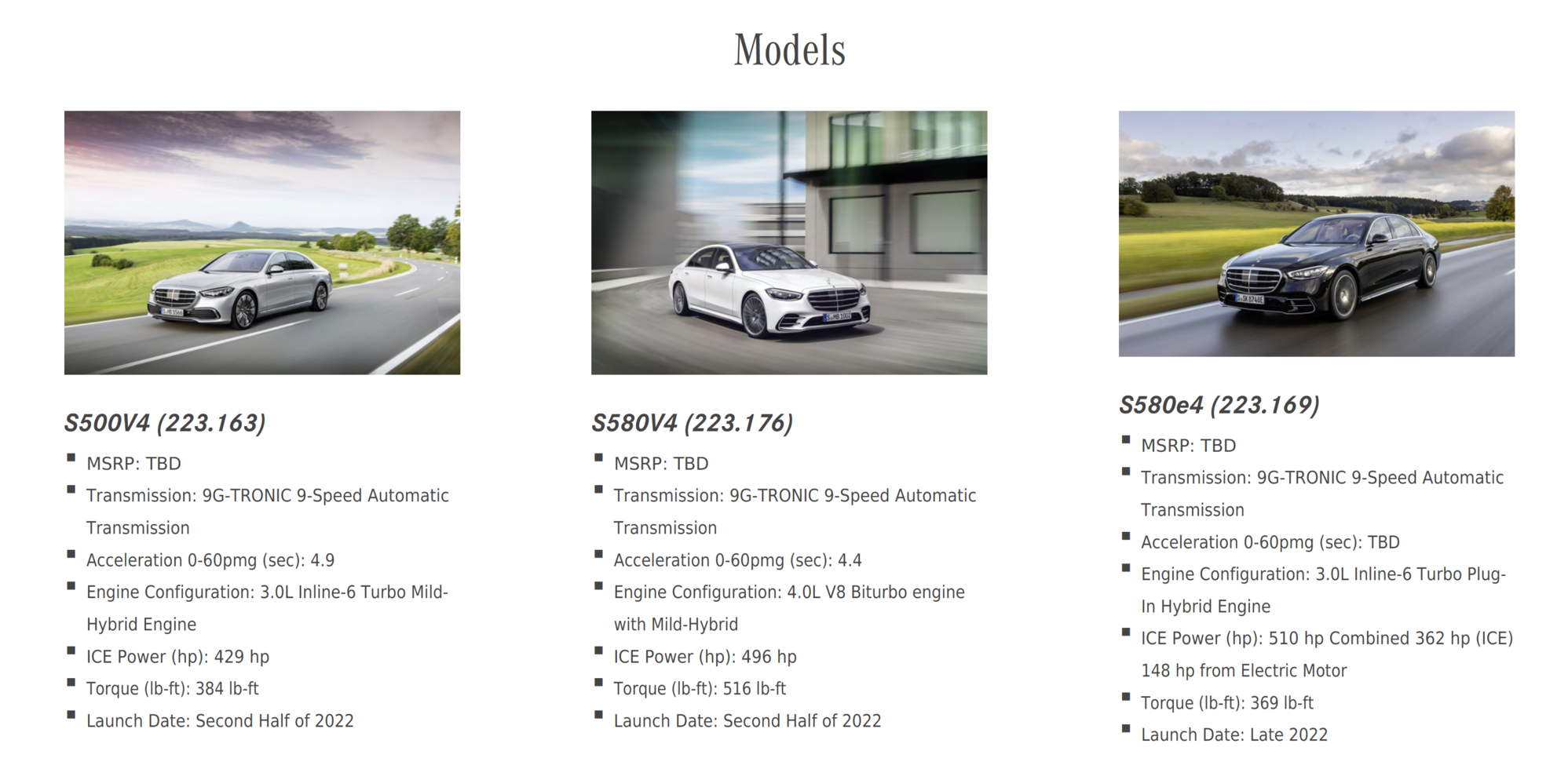 2023 S500V4 S580V4 S580e4 Ordering starts Pictures!