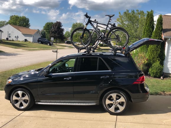 Bikes installed with liftgate in fully open position.  