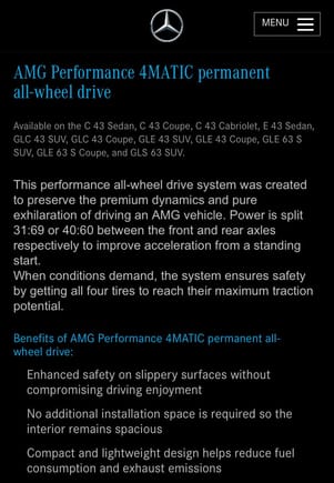 Standard Mercedes model permanent all wheel drive. 