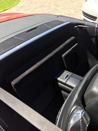 Rear Subwoofer view with seats all the way forward.