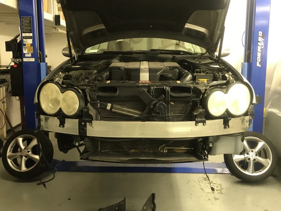 The bumper needs to be removed to remove the headlights. 