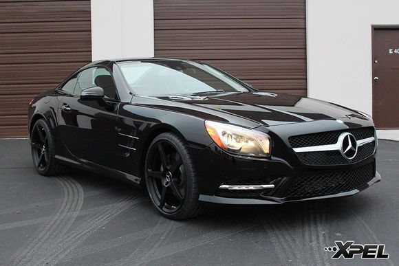 XPEL ULTIMATE installed on the Full Front (full hood, full fenders, front bumper, headlights and mirrors) on this 2014 SL550