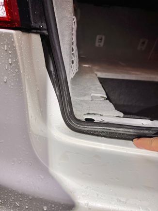 Also, all along the bottom of the opening, above the bumper, a small strip of weatherstripping covers this tiny gap. 