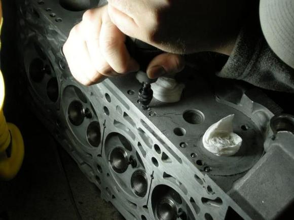 Drilling out stuck stud.