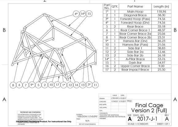 BOM of the final cage design. I plan on releasing these drawings some time in the future.