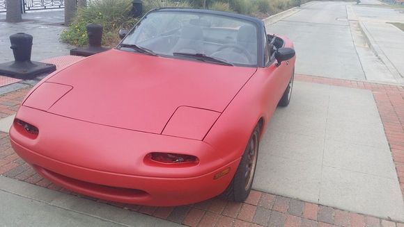 Vvivid Matte Metallic Lava red, and Gloss Black vynl.