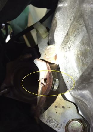 downpipe support bracket bolt was broken off and missing