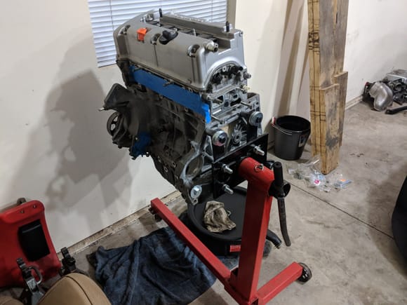 Got the engine ready for work on the stand