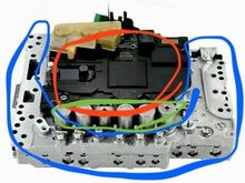 Red is the TCM. Green are the solenoids. Blue is the valve body itself.