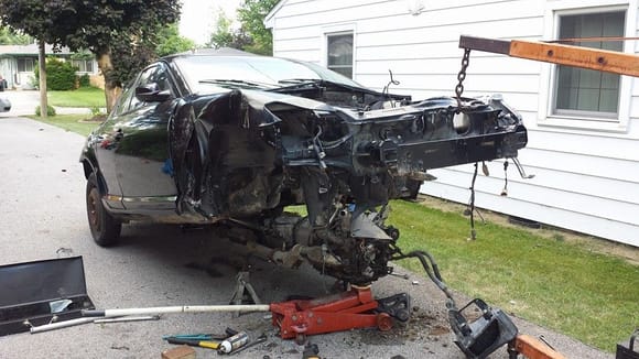 Traded a truck for this wrecked RX8 just to get the engine and transmission.