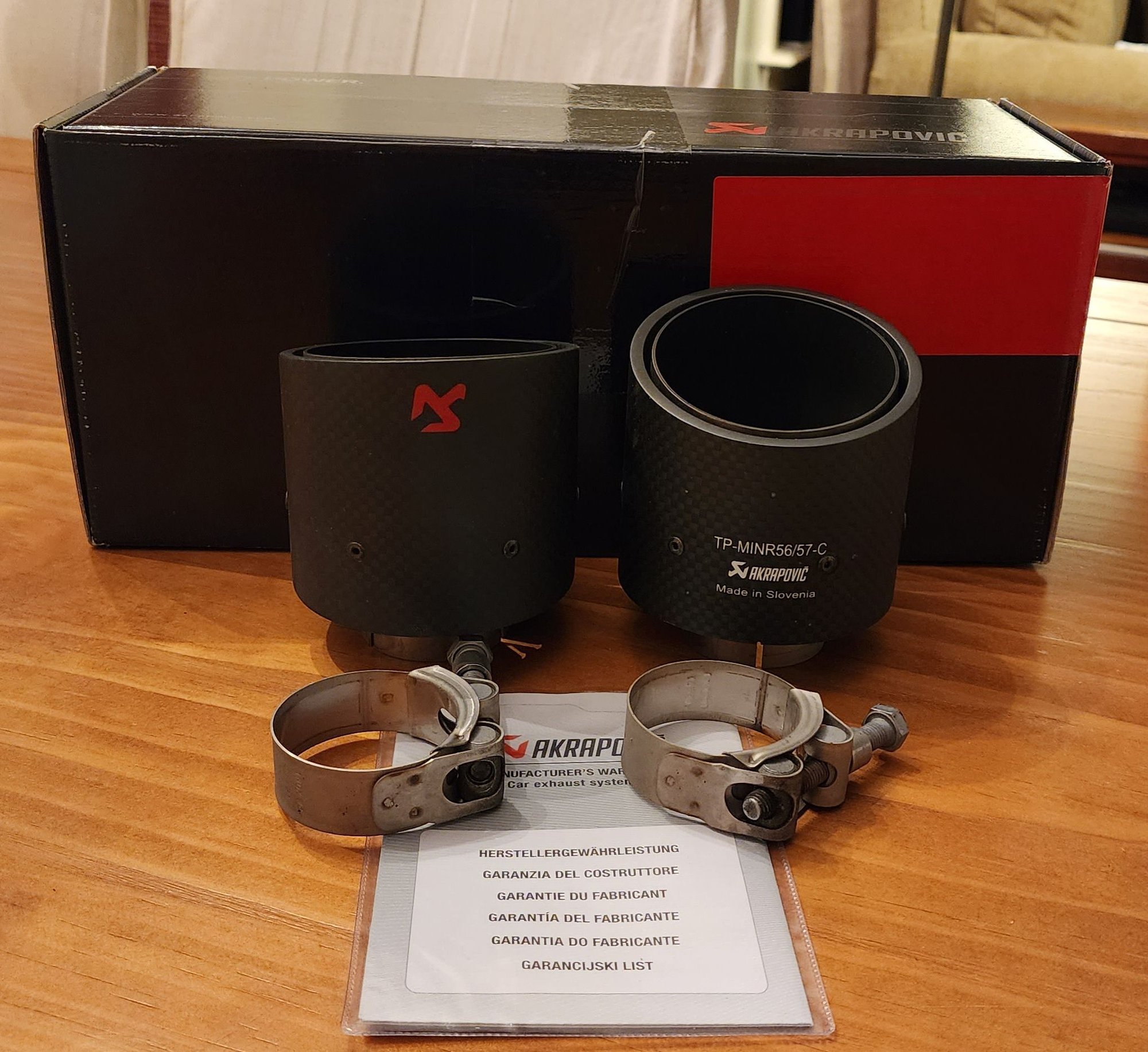 Engine - Exhaust - FS: Akrapovic Carbon Fiber Exhaust Tips (TP-MINR56/57-CA) - Used - 2007 to 2013 Mini R56: "Mk II" Mini Hatch/Hardtop range - 2007 to 2014 Mini R57: "Mk II" Mini Convertible - Tuscaloosa, AL 35473, United States